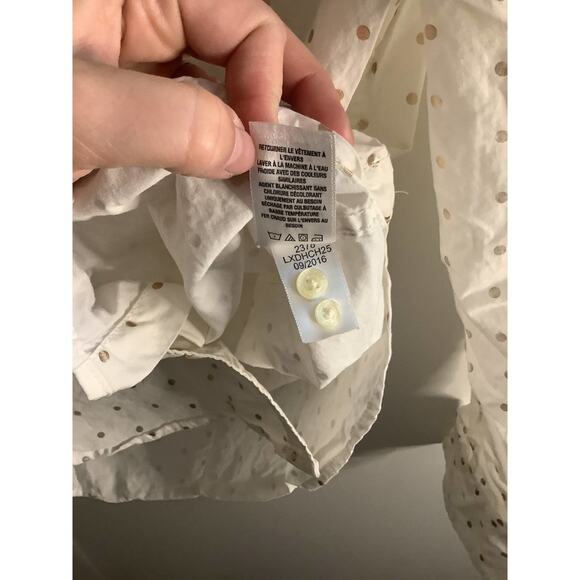 Prince & Fox Button-Up Shirt Gold Polka Dot Preppy White S - Picture 5 of 6